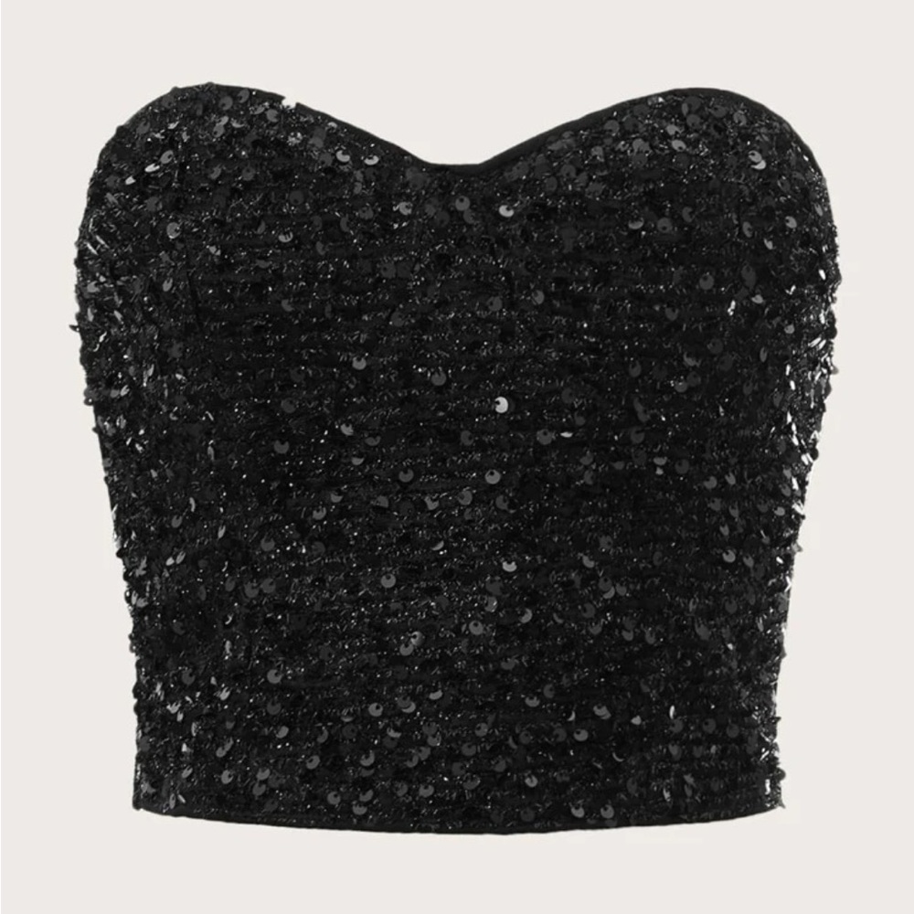 BAE Zip Back Sequin Black Tube Top